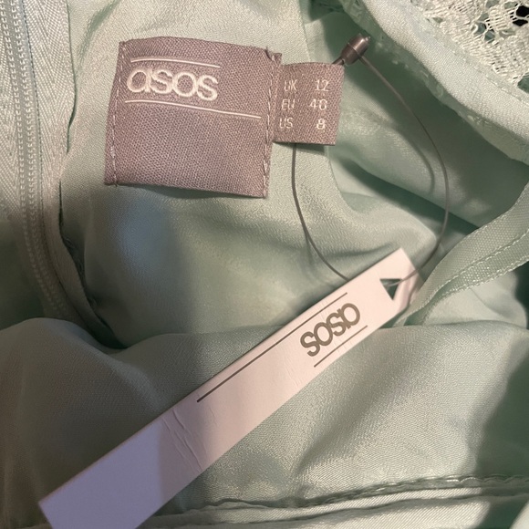 NWT ASOS Mint Green Beautiful Paisley Lace Formal Dress Sz 8 Bridesmaid Prom - Picture 9 of 11